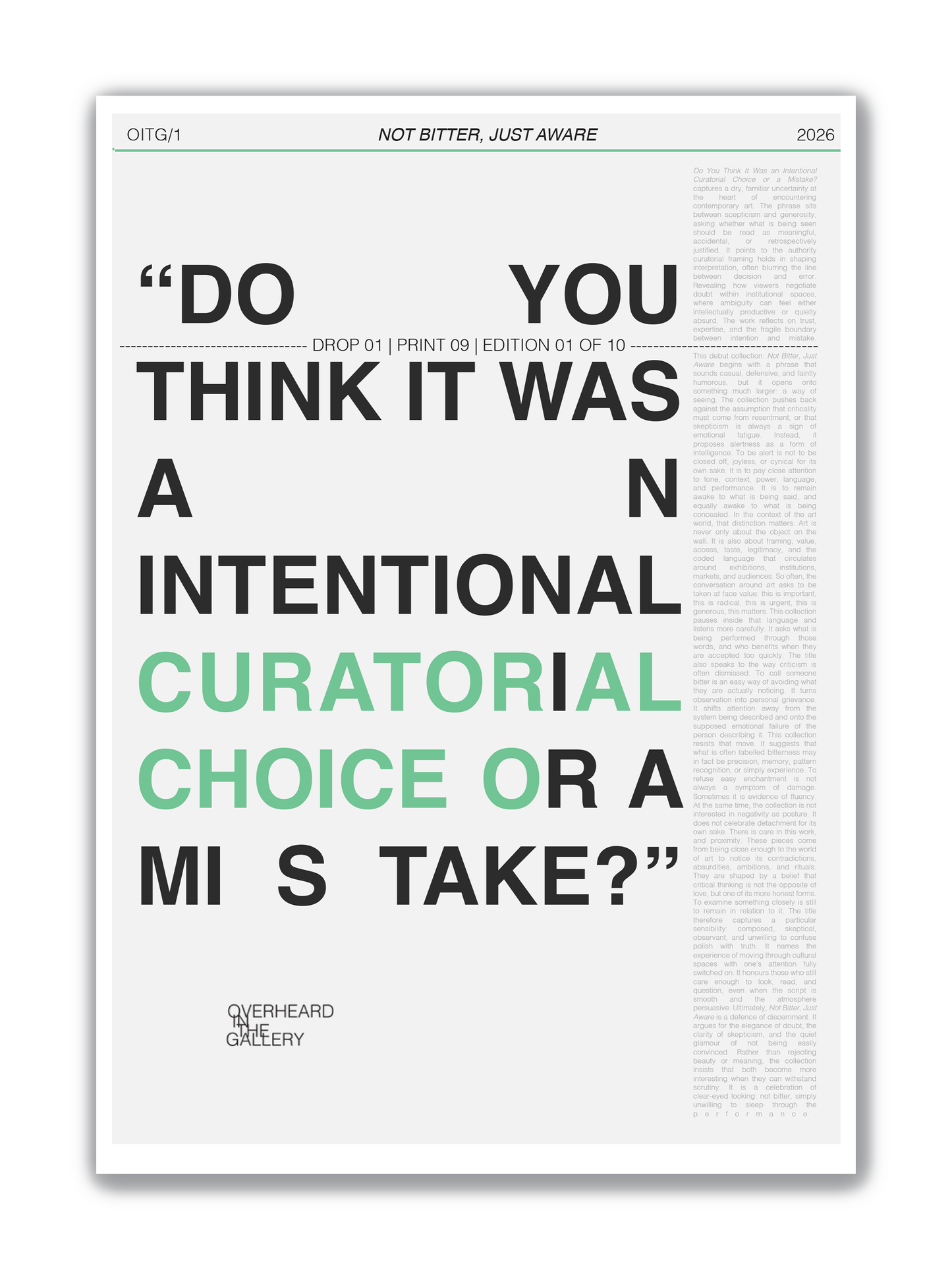 09 | THE CURATORIAL CHOIC E | Limited Edition Print